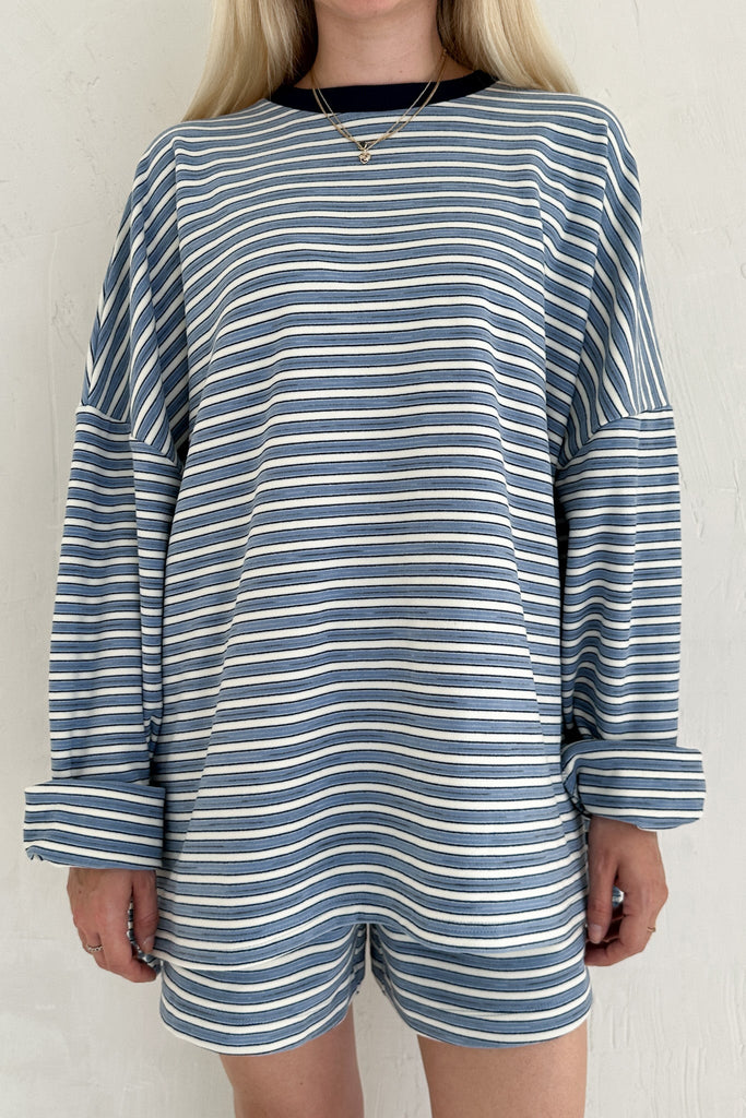 Roxanne Ultra Soft Striped Top - Neutral Ground