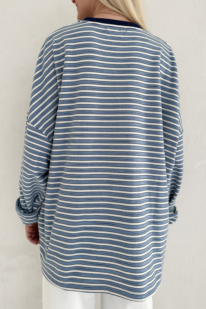 Roxanne Ultra Soft Striped Top - Neutral Ground