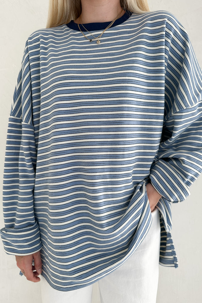 Roxanne Ultra Soft Striped Top - Neutral Ground
