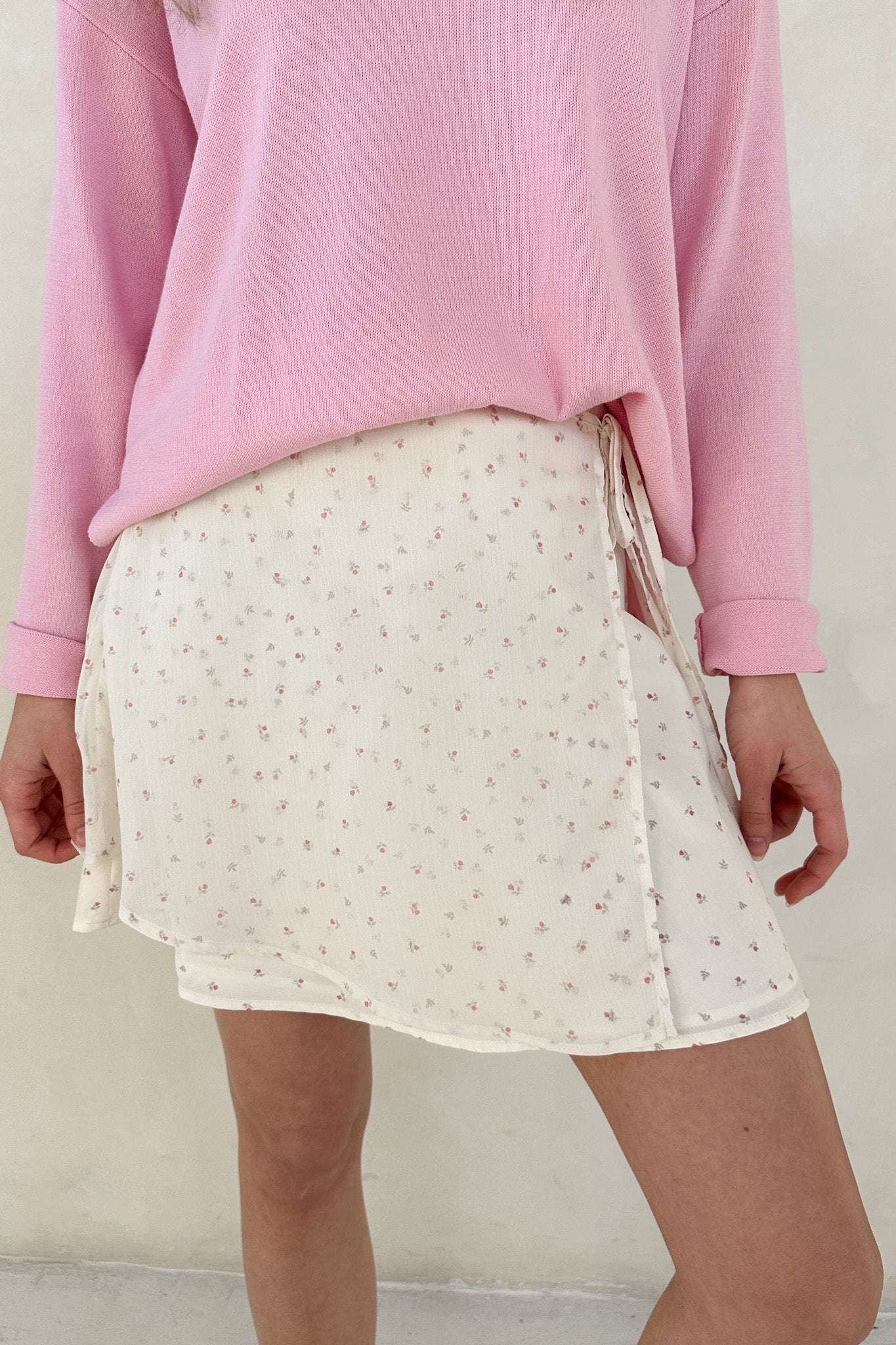 Sabrina Wrap Tie Mini Skirt - Neutral Ground