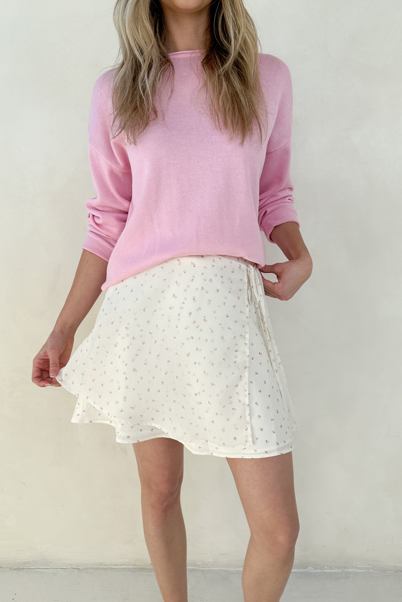 Sabrina Wrap Tie Mini Skirt - Neutral Ground