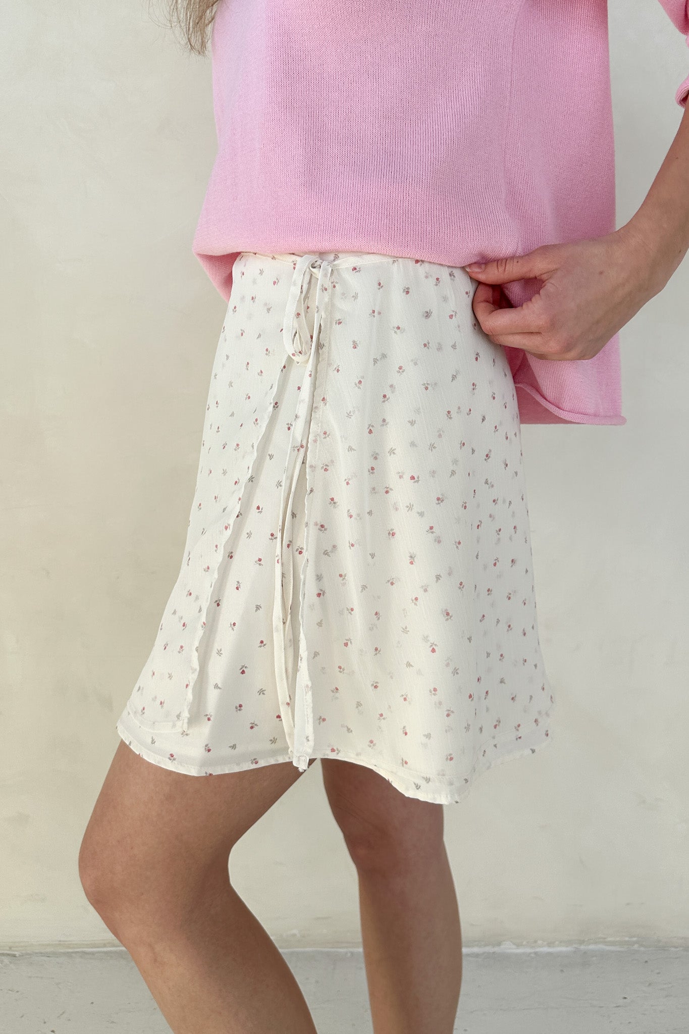 Sabrina Wrap Tie Mini Skirt - Neutral Ground