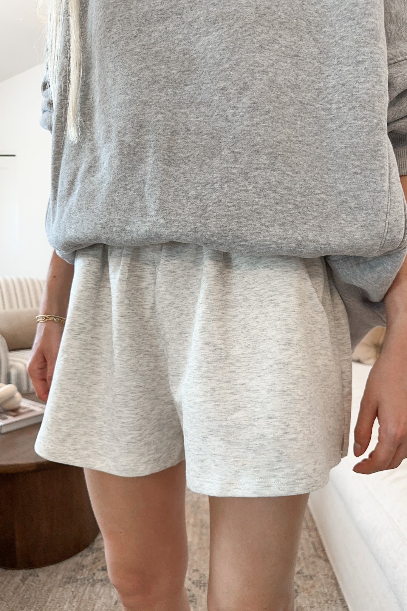 Sadie Scuba Shorts in Light Melange Grey - Neutral Ground