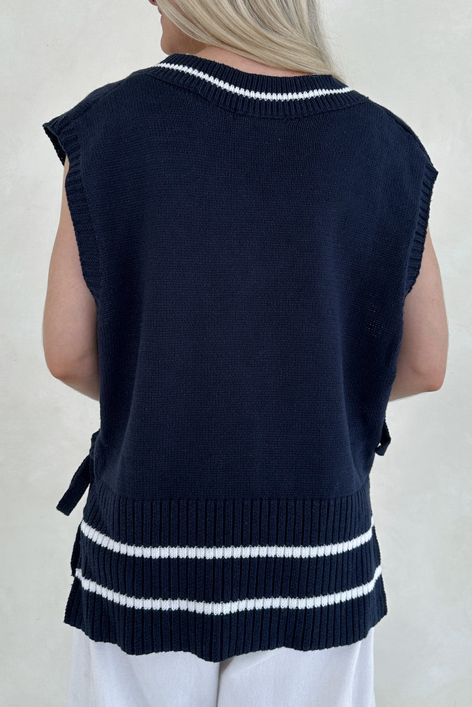 Sadie Side Tie Vest - Neutral Ground