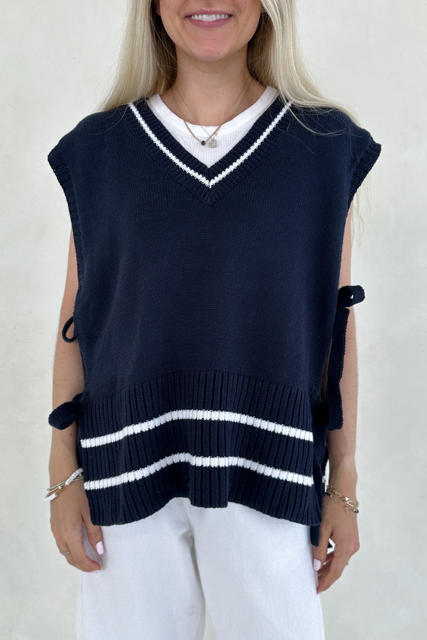 Sadie Side Tie Vest - Neutral Ground