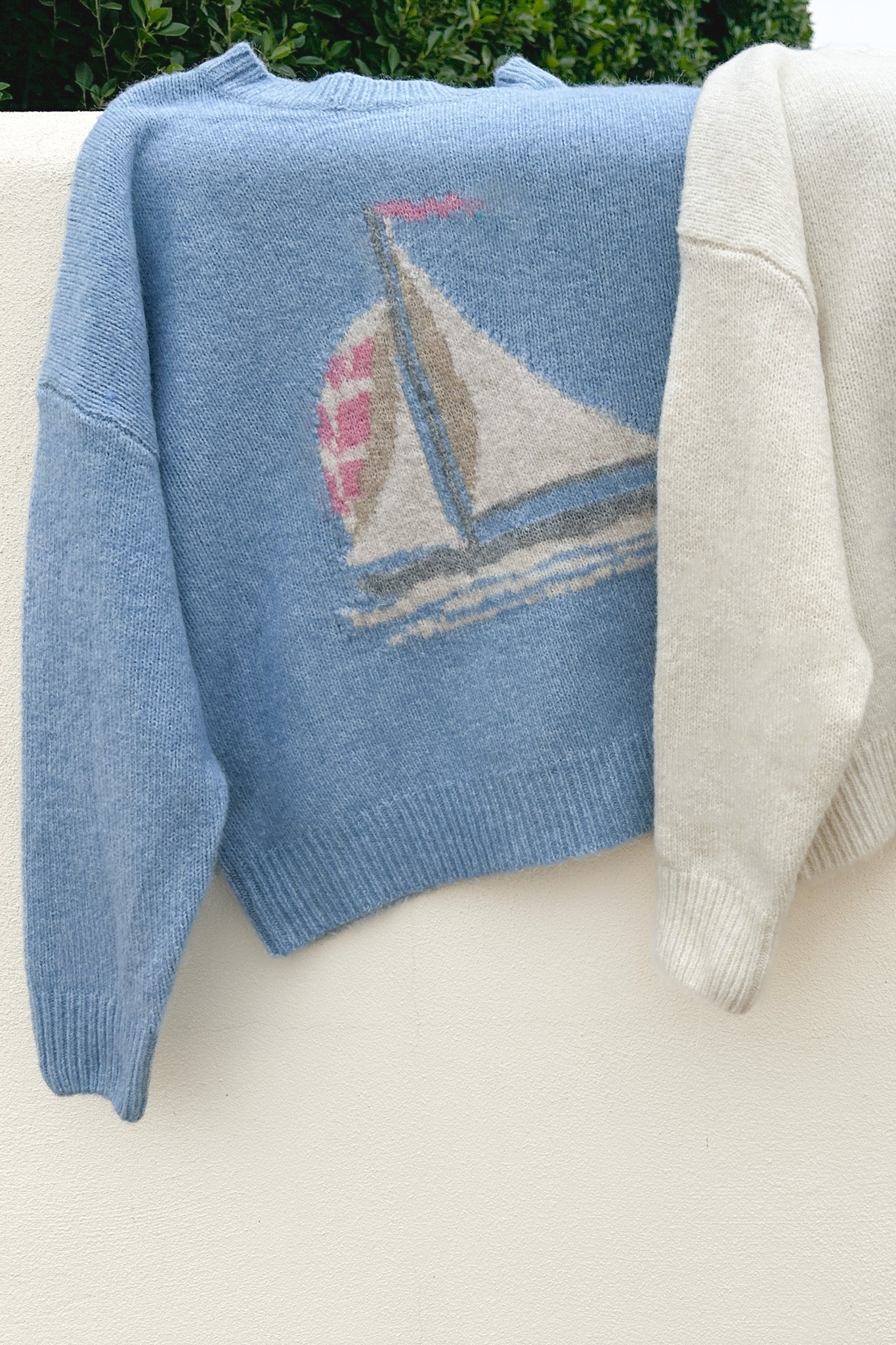 Sail Away Sailboat Knit Sweater in Light Blue - Neutral Ground