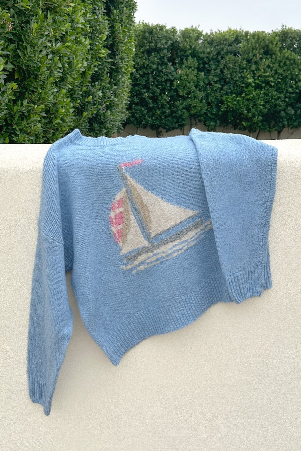 Sail Away Sailboat Knit Sweater in Light Blue - Neutral Ground