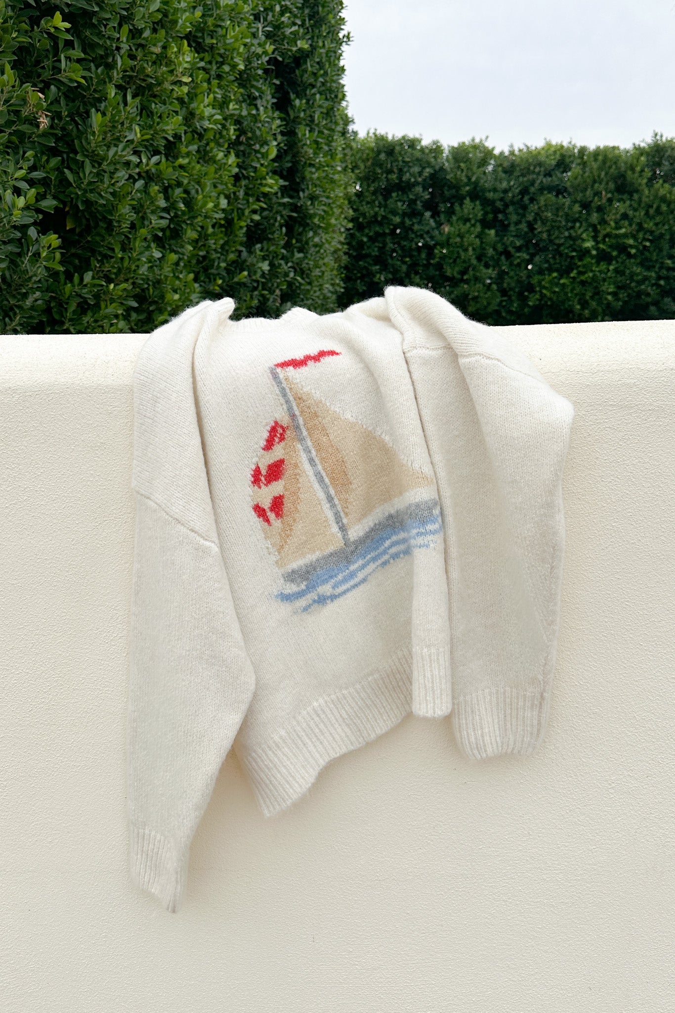 Sail Away Sailboat Knit Sweater in Off White - Neutral Ground