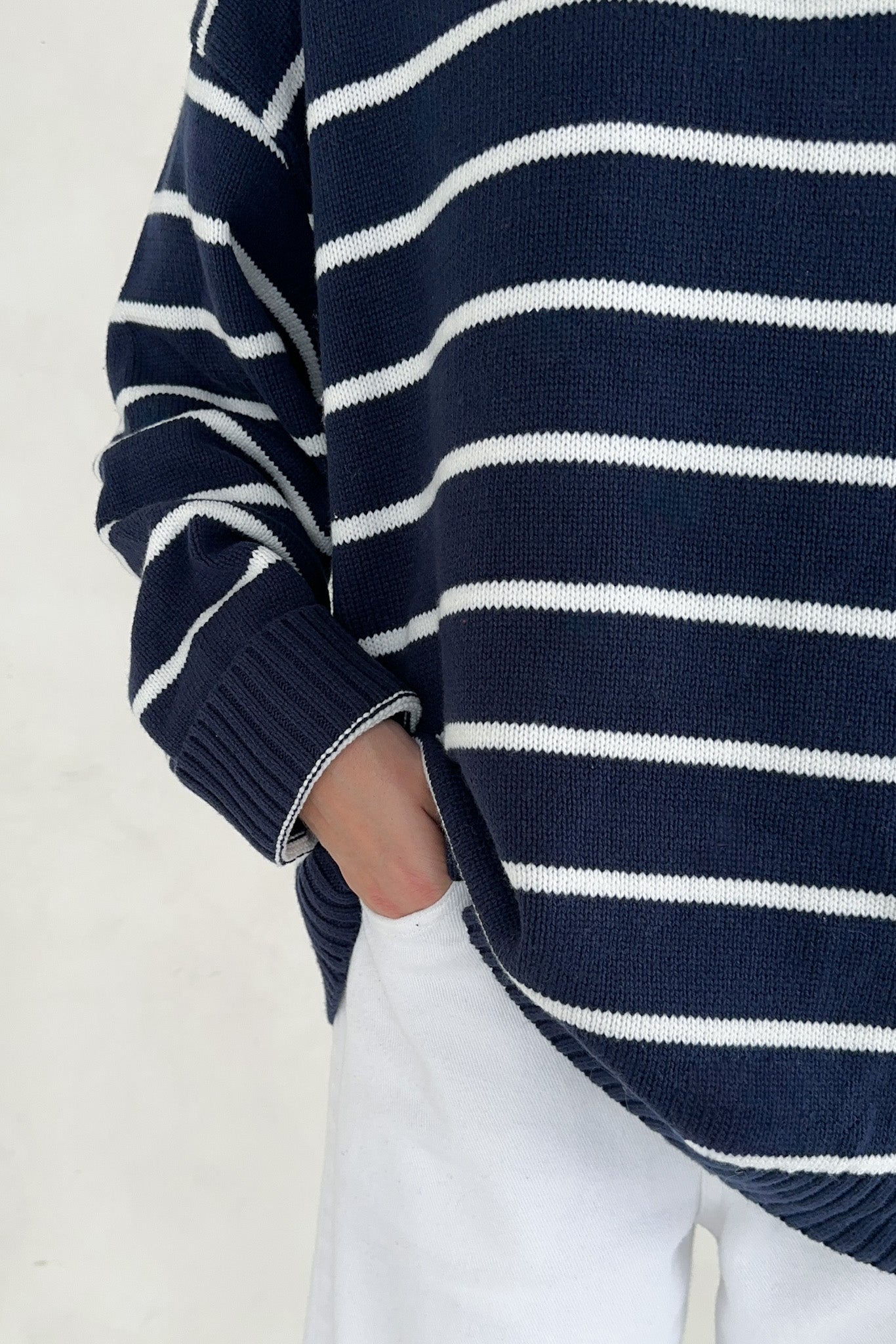 Sailor Navy and White Striped Oversized Sweater - Neutral Ground