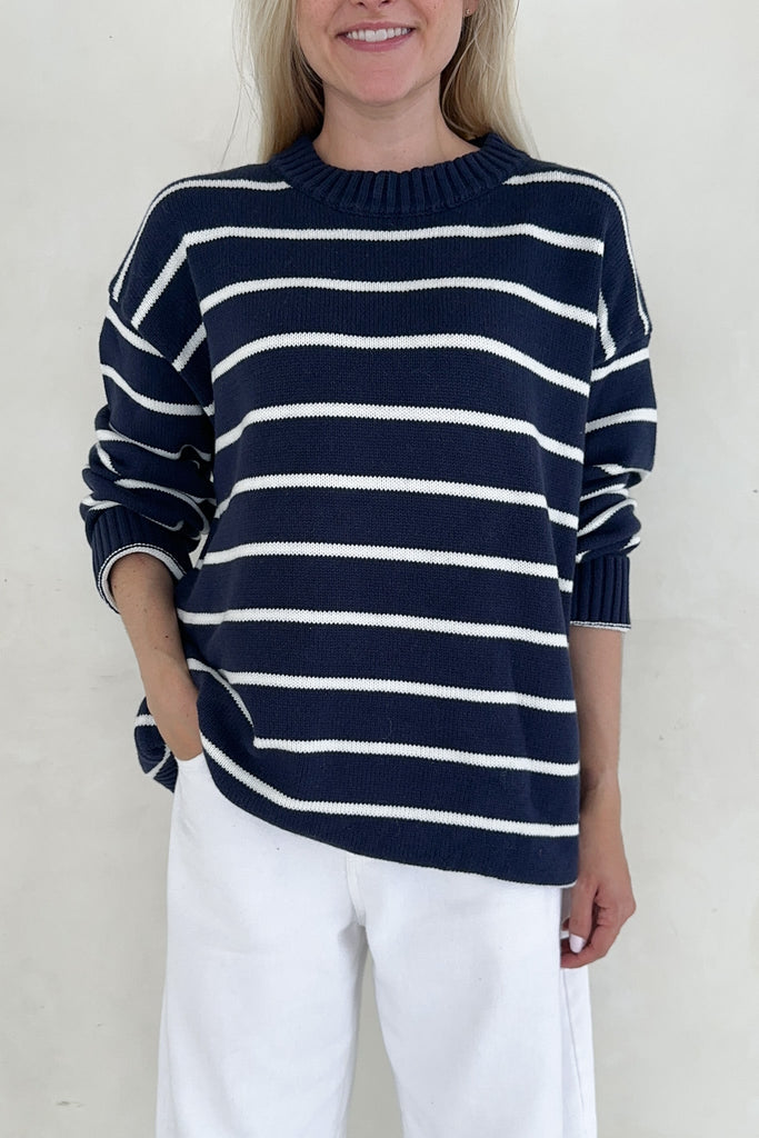 Sailor Navy and White Striped Oversized Sweater - Neutral Ground