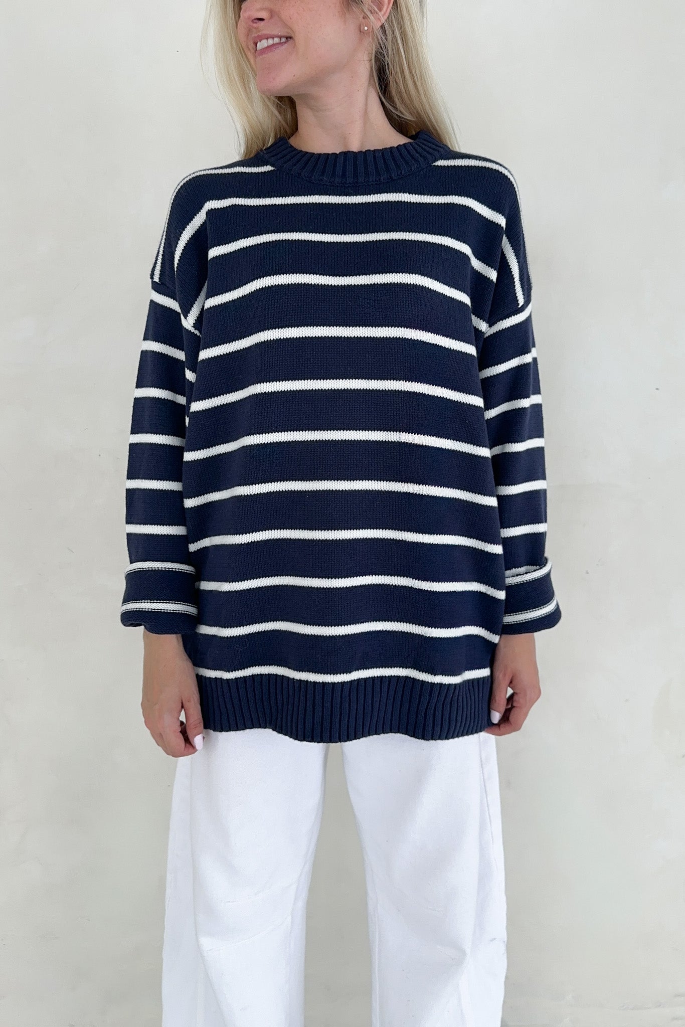 Sailor Navy and White Striped Oversized Sweater - Neutral Ground