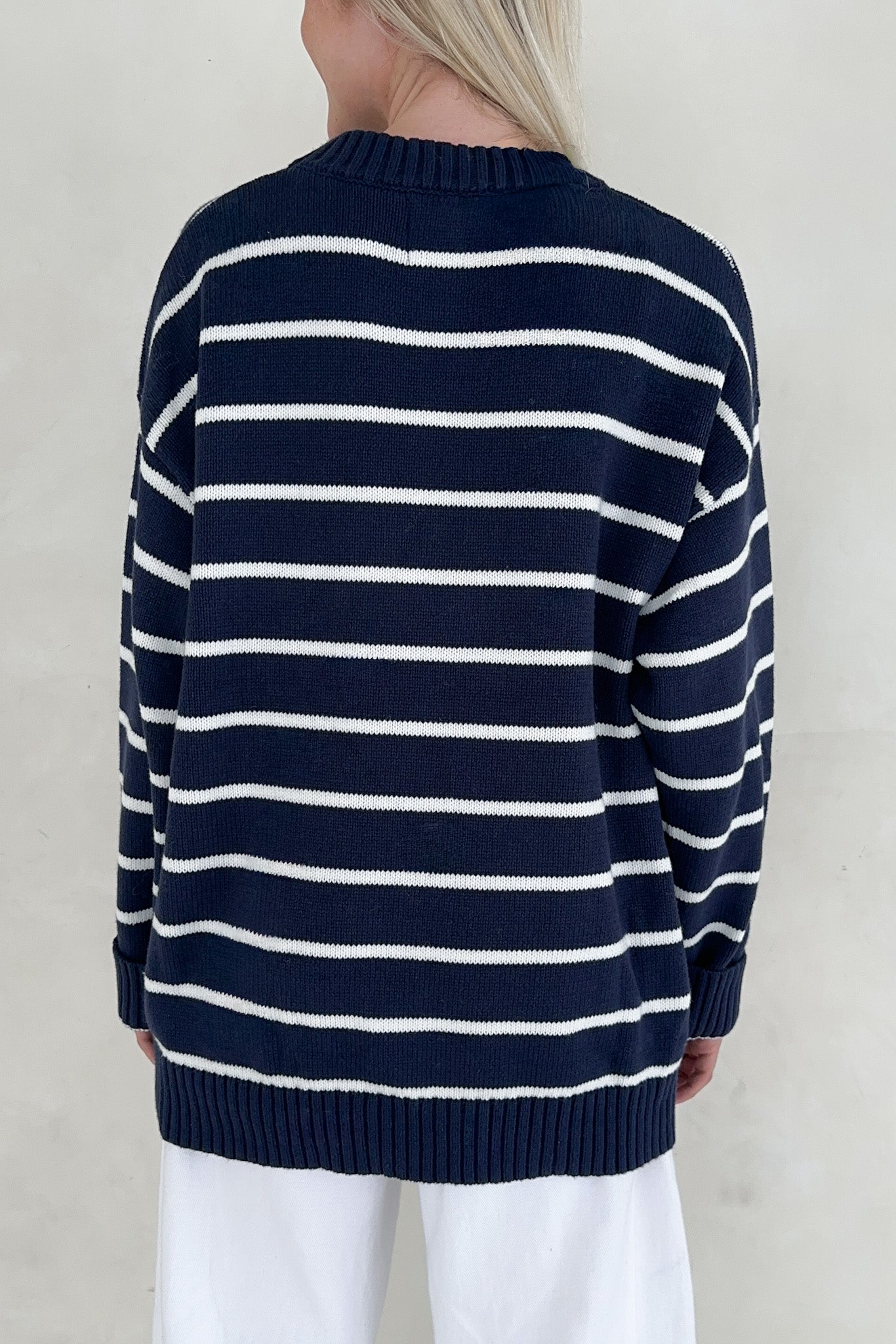 Sailor Navy and White Striped Oversized Sweater - Neutral Ground