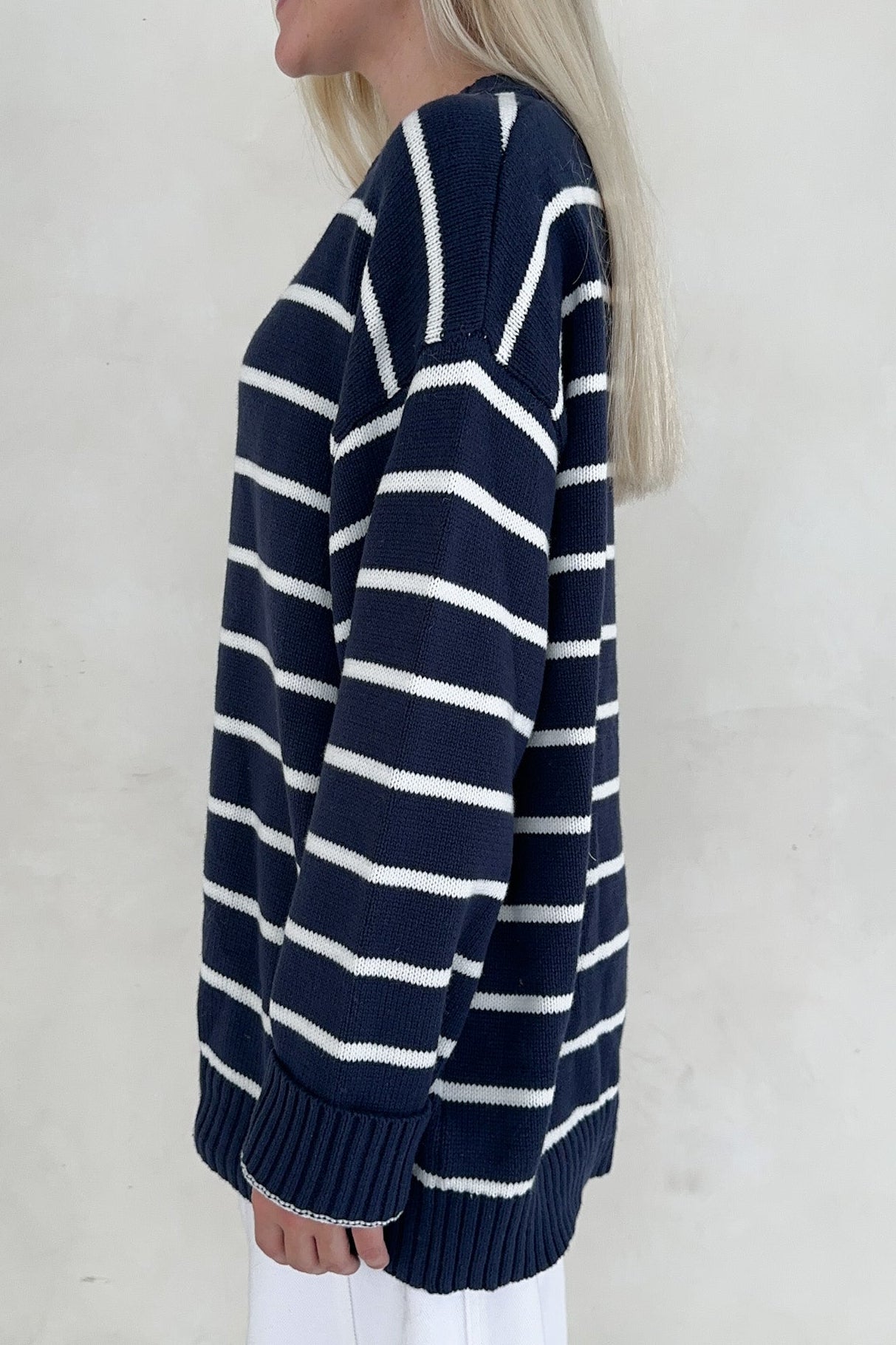 Sailor Navy and White Striped Oversized Sweater - Neutral Ground