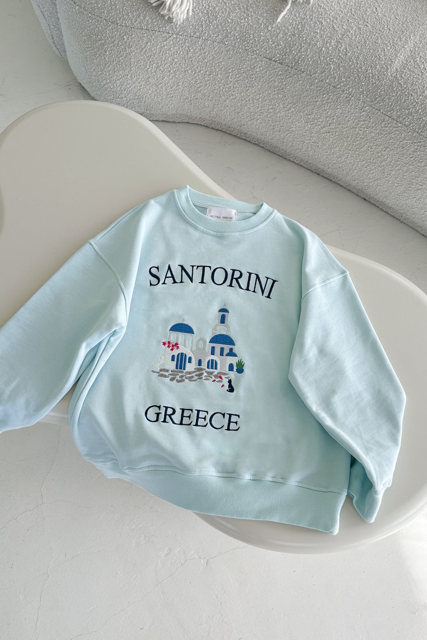 Santorini Summer Embroidered Sweatshirt - Neutral Ground