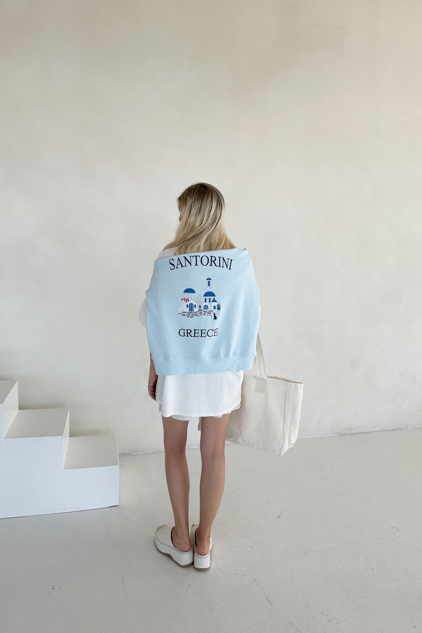 Santorini Summer Embroidered Sweatshirt - Neutral Ground