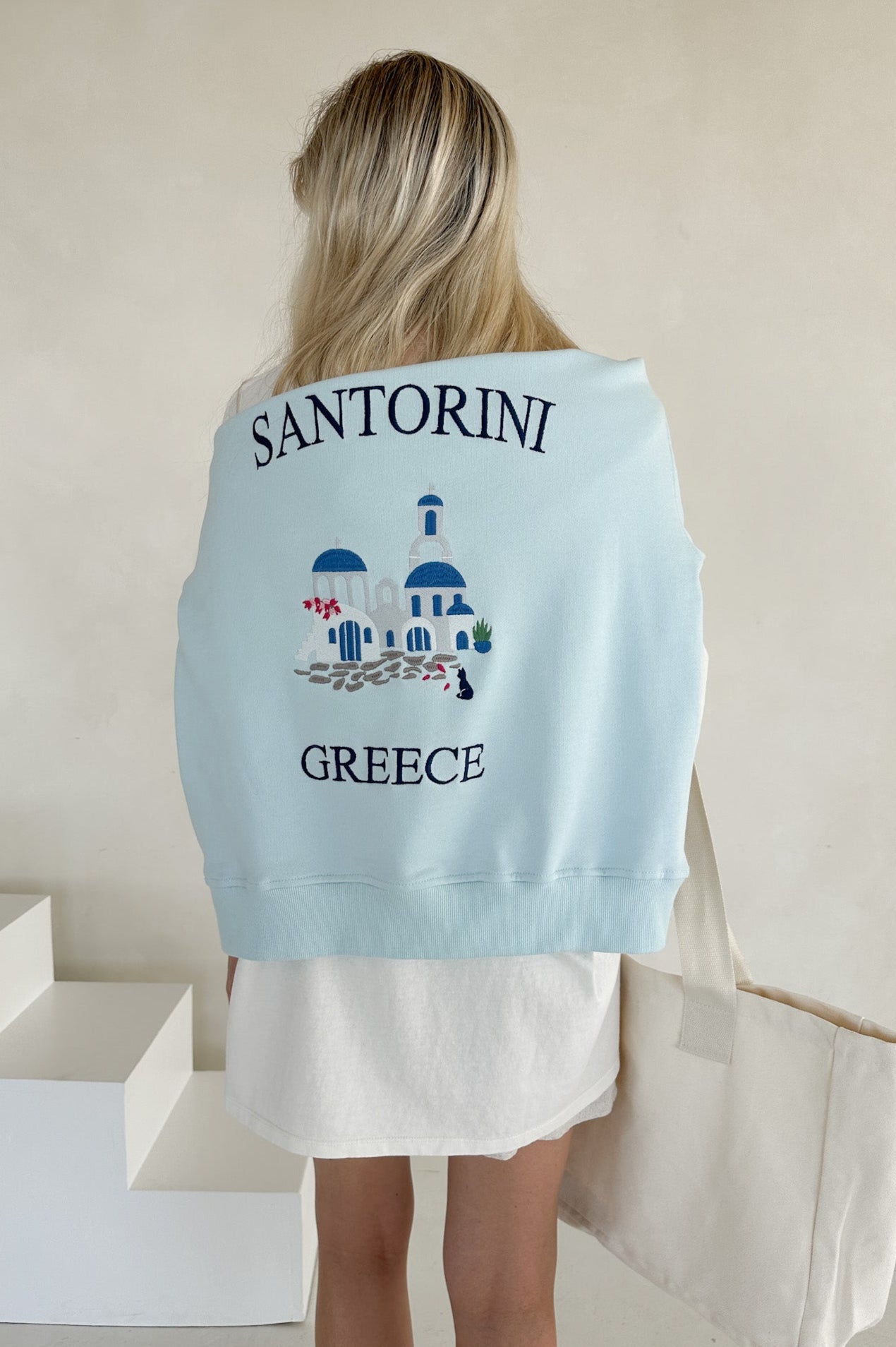 Santorini Summer Embroidered Sweatshirt - Neutral Ground