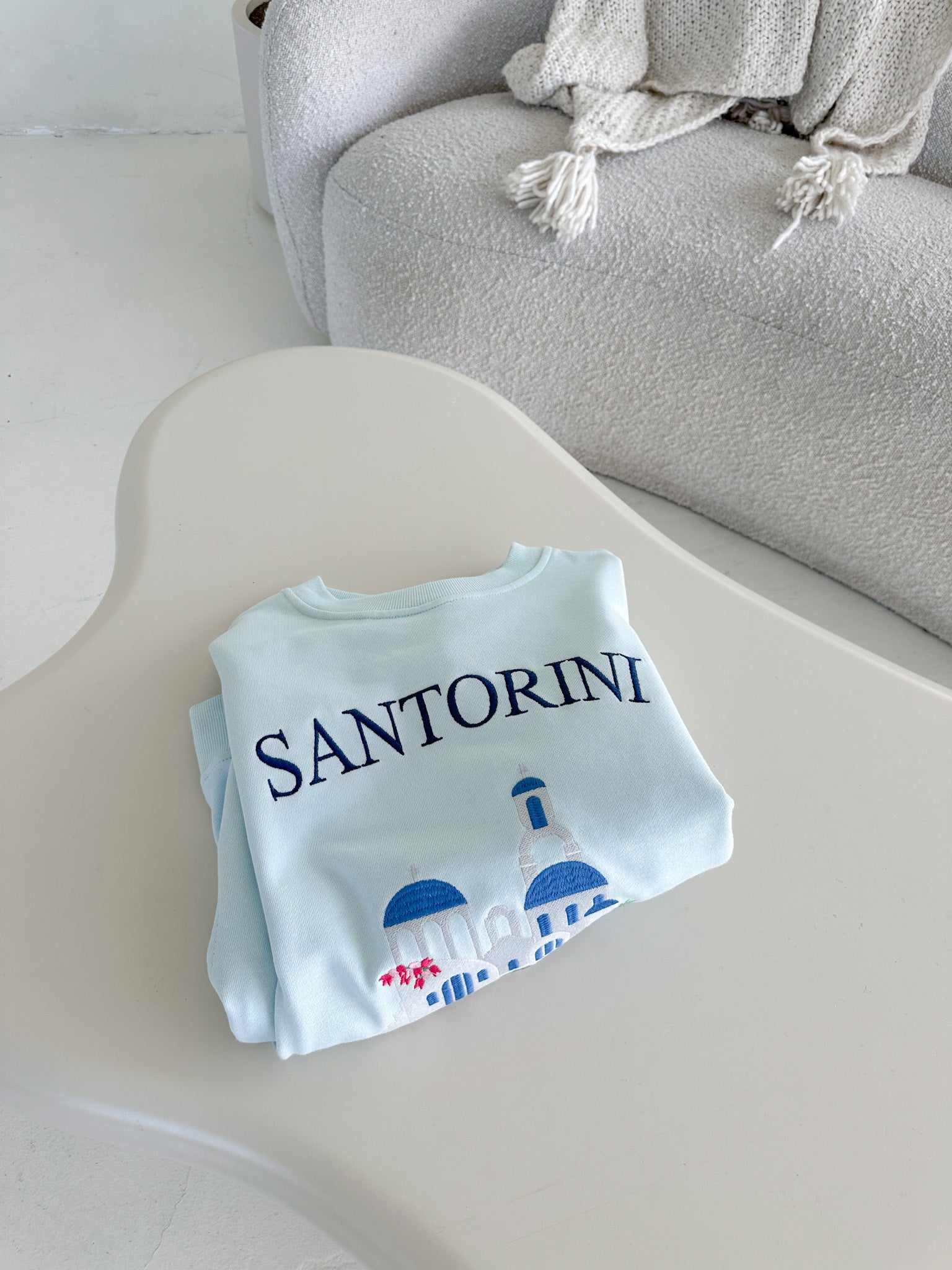Santorini Summer Embroidered Sweatshirt - Neutral Ground