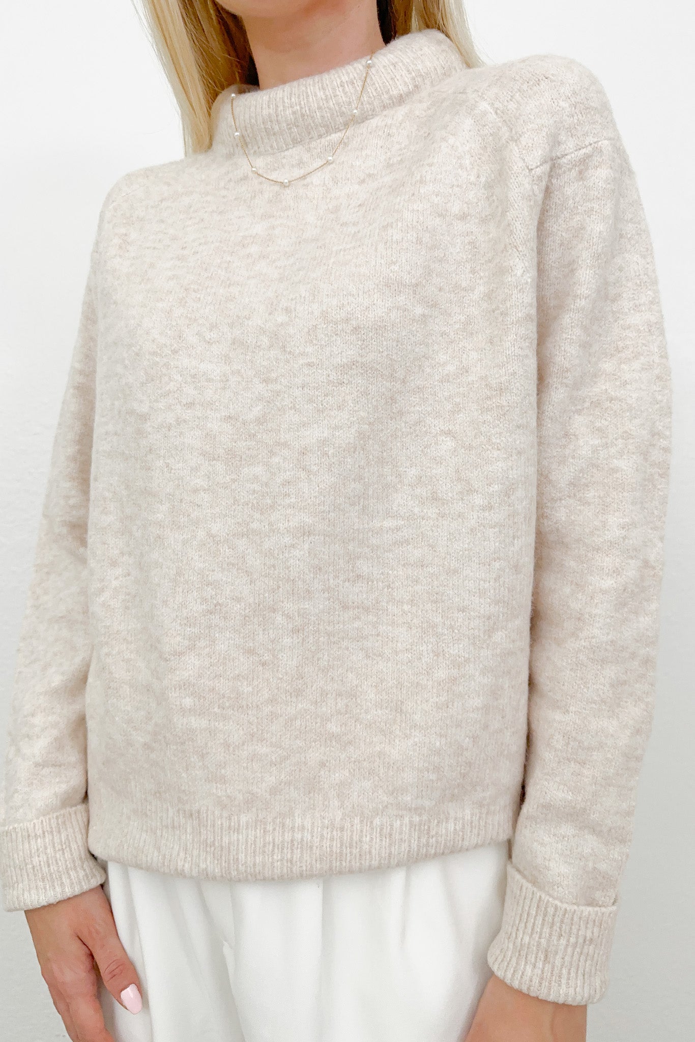 Scarlett Padded Neckline Sweater - Neutral Ground