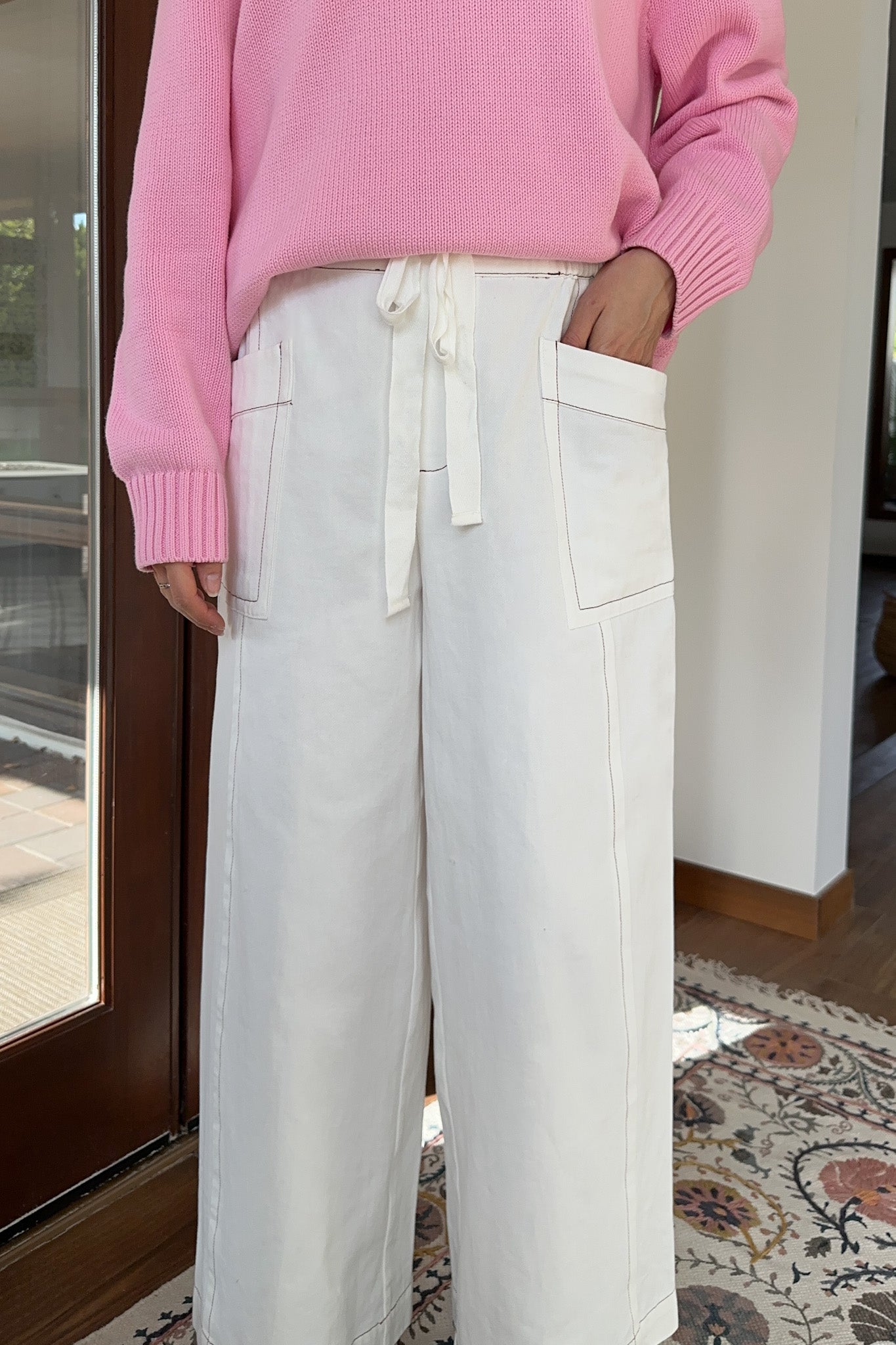 Shore Thing Drawstring Cotton Pants - Neutral Ground