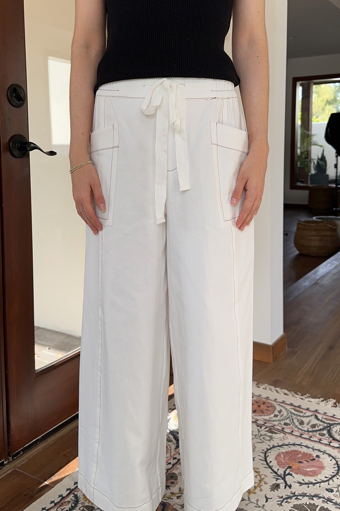 Shore Thing Drawstring Cotton Pants - Neutral Ground