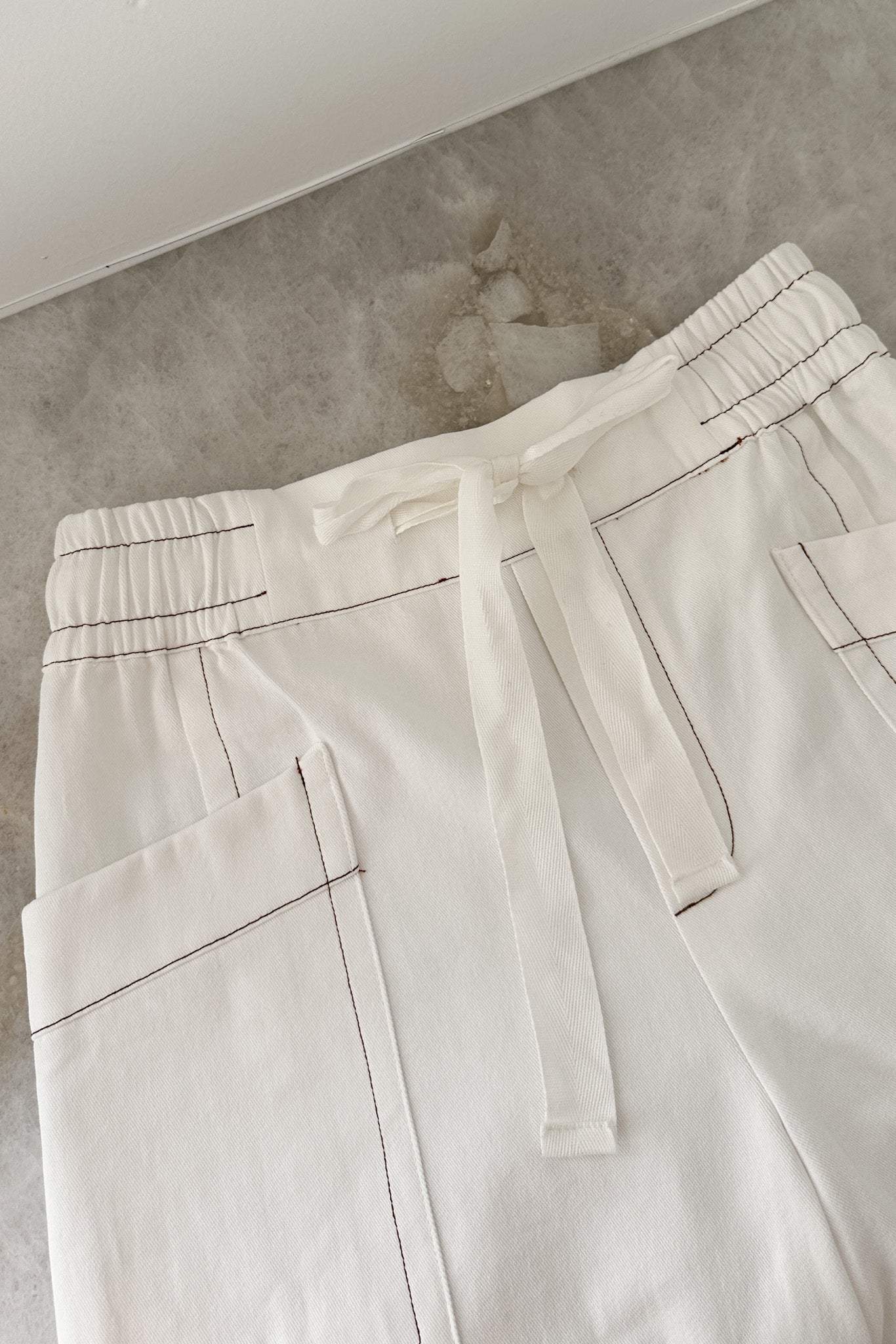 Shore Thing Drawstring Cotton Pants - Neutral Ground