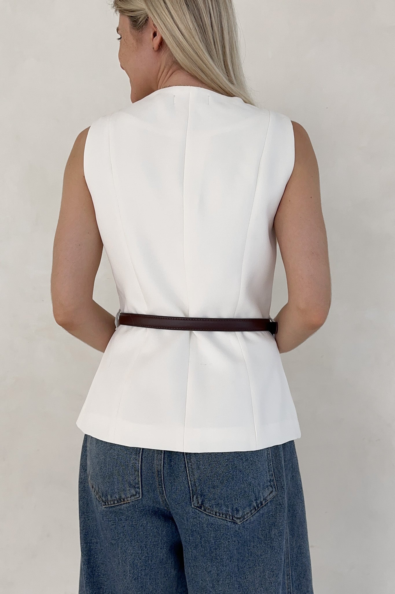 Sinclair Ivory Belted Vest - Neutral Ground
