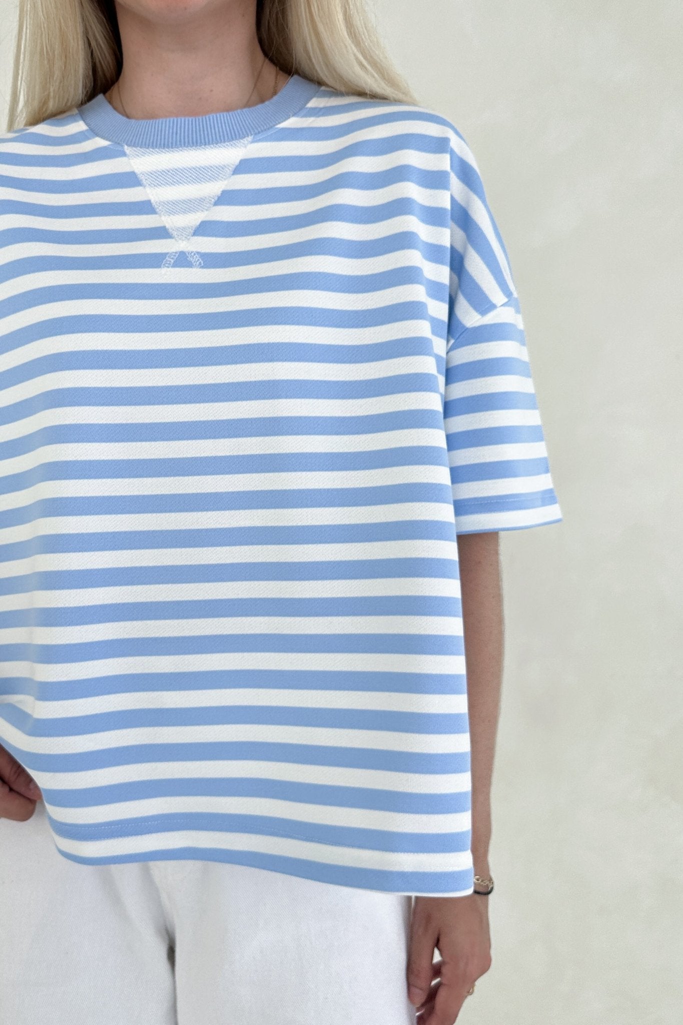 Skylar Blue and White Striped Tee - Neutral Ground