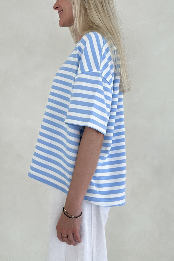 Skylar Blue and White Striped Tee - Neutral Ground