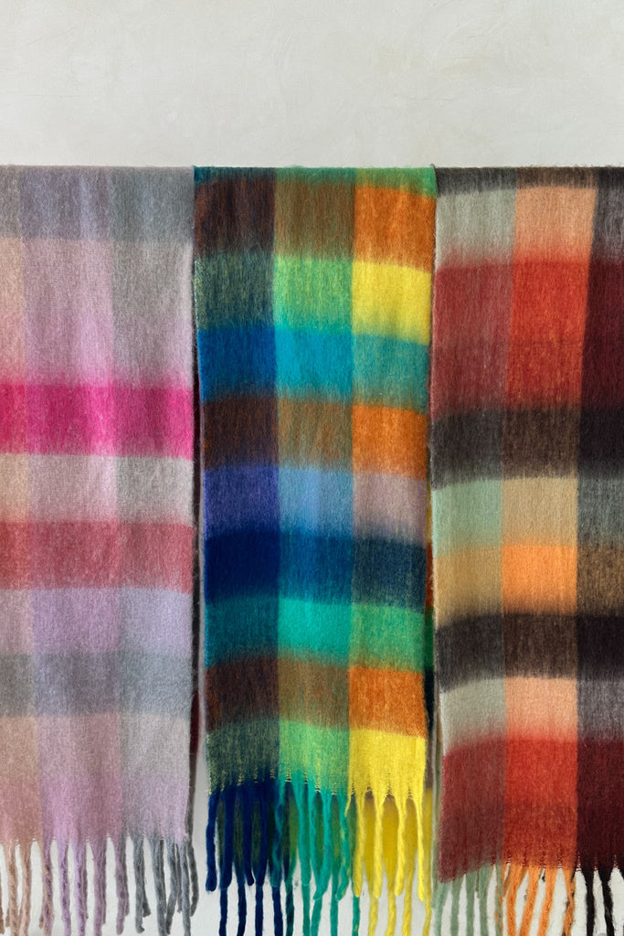 Snow Day Brushed Plaid Scarf in Burnt Orange - Neutral Ground