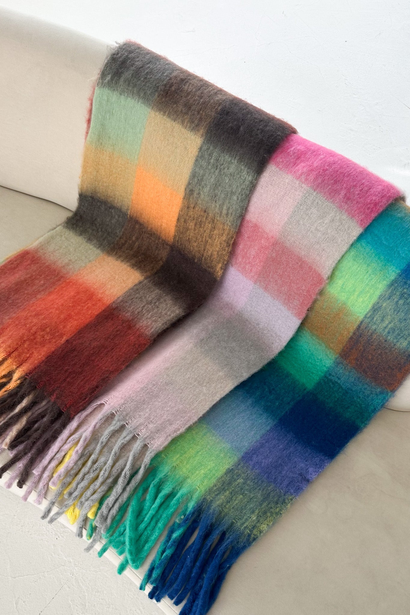 Snow Day Brushed Plaid Scarf in Burnt Orange - Neutral Ground