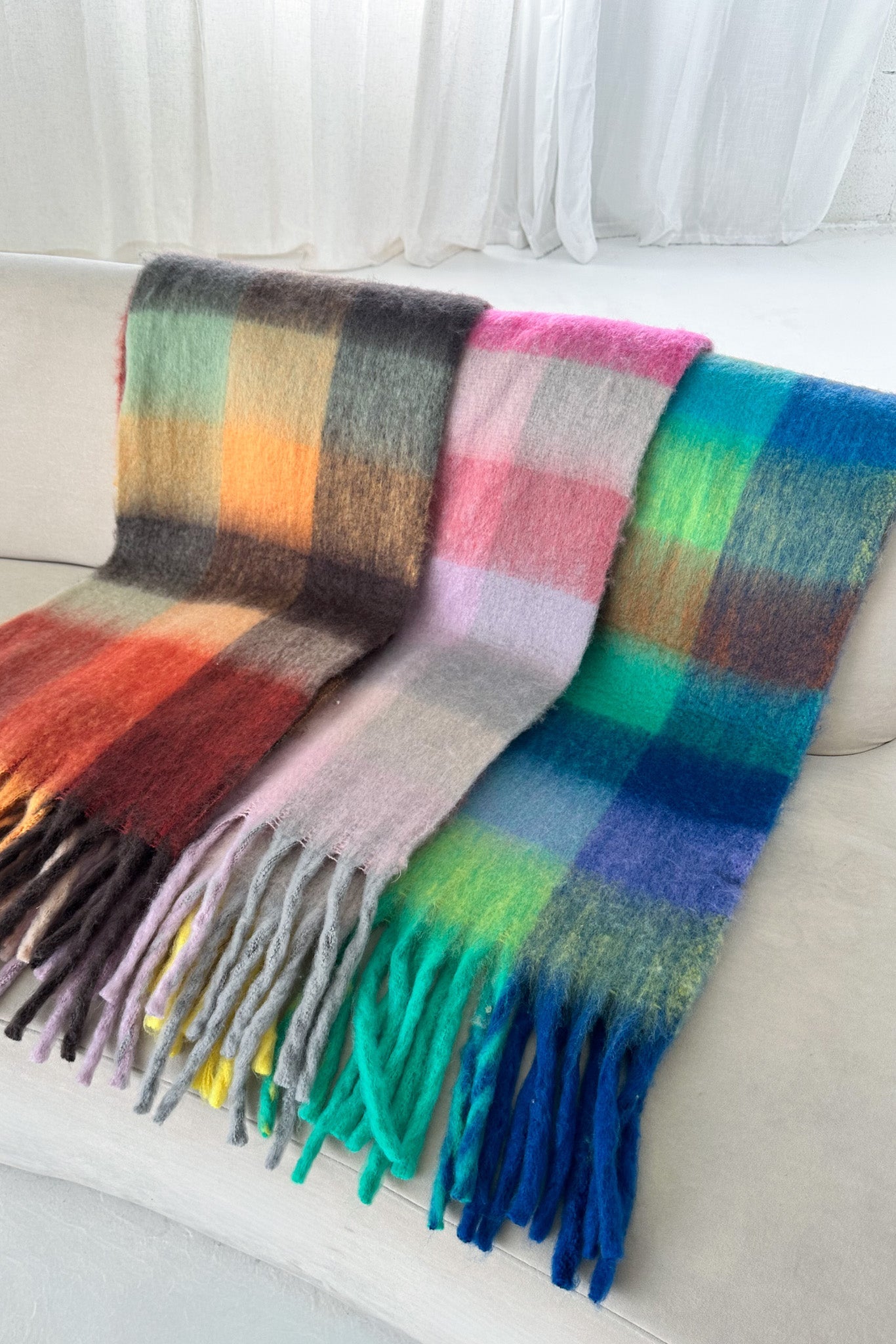 Snow Day Brushed Plaid Scarf in Burnt Orange - Neutral Ground