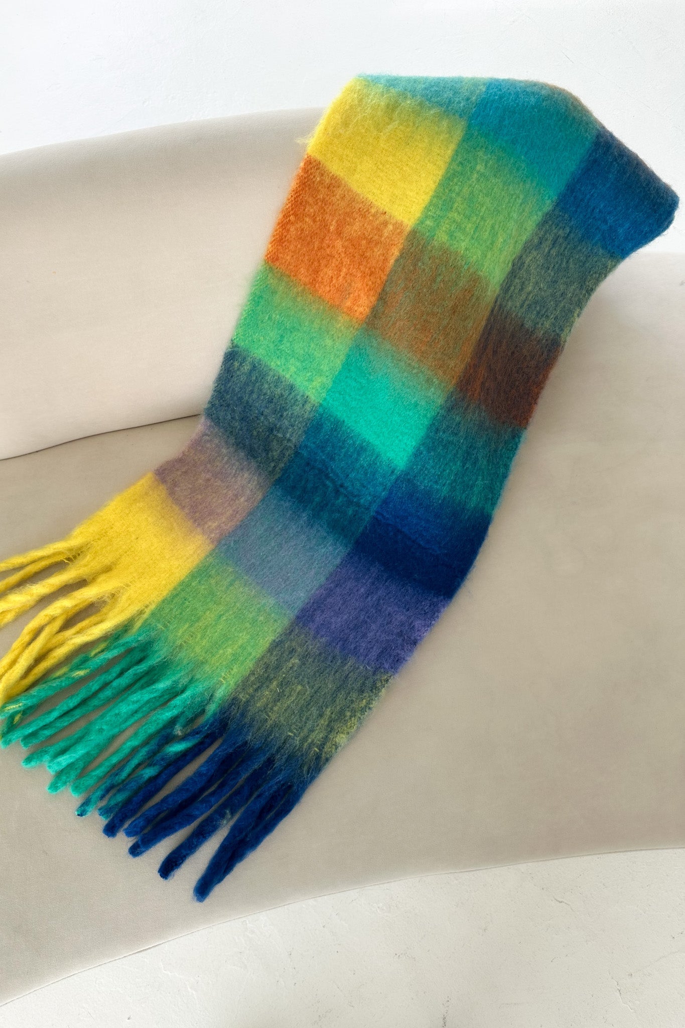Snow Day Brushed Plaid Scarf in Navy - Neutral Ground