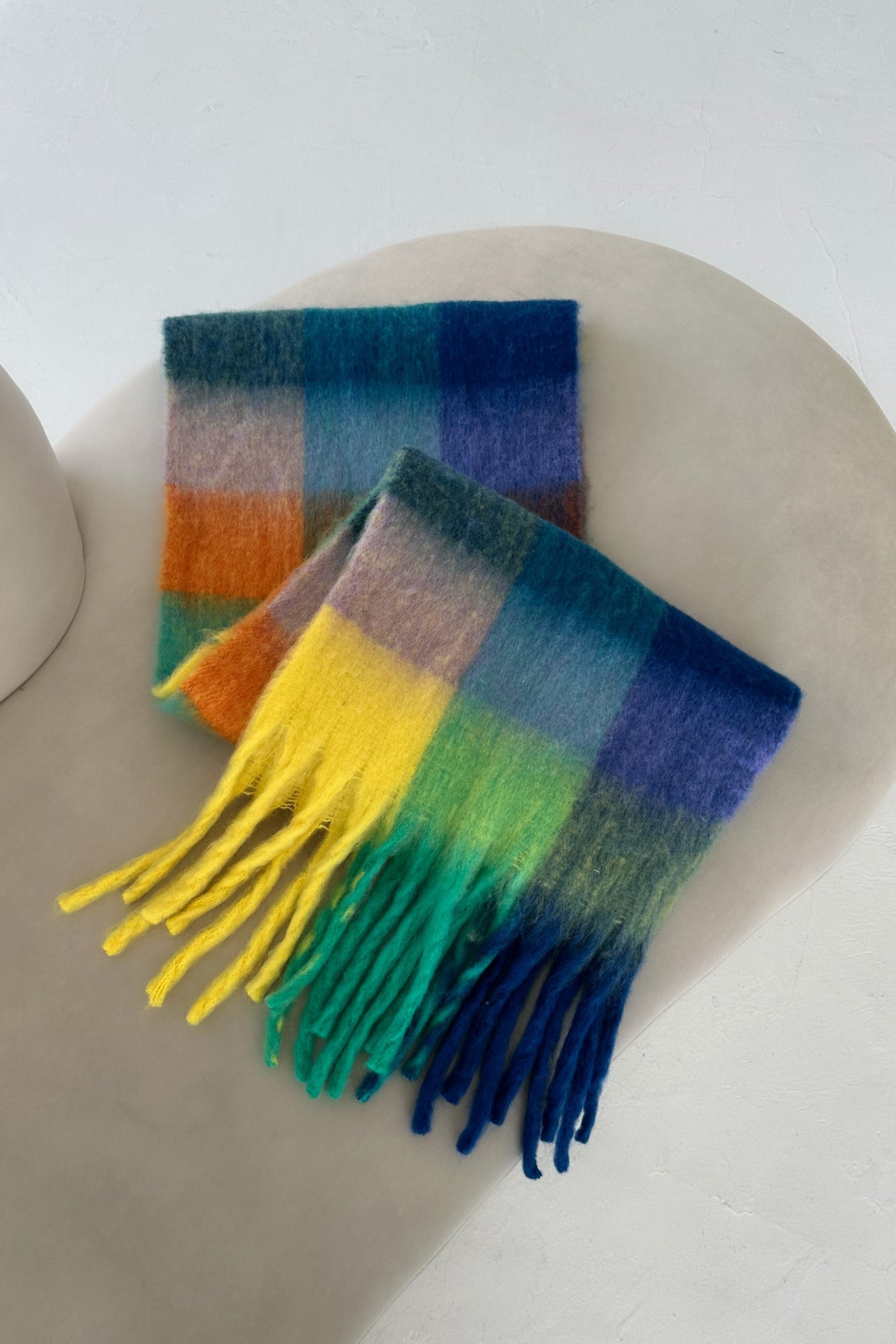 Snow Day Brushed Plaid Scarf in Navy - Neutral Ground