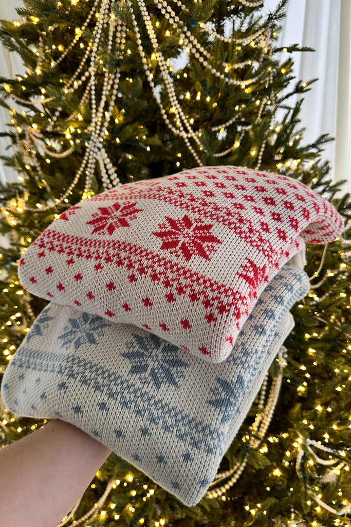 Snow Days Jacquard Knit Sweater in Red - Neutral Ground