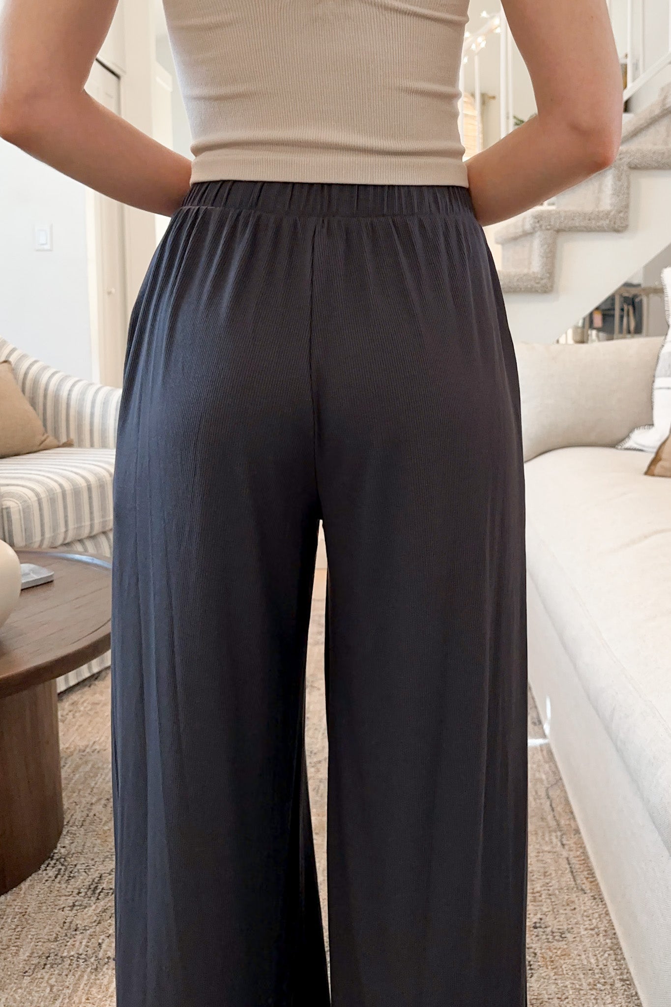 Soho Ribbed Wide Leg Pants - Neutral Ground