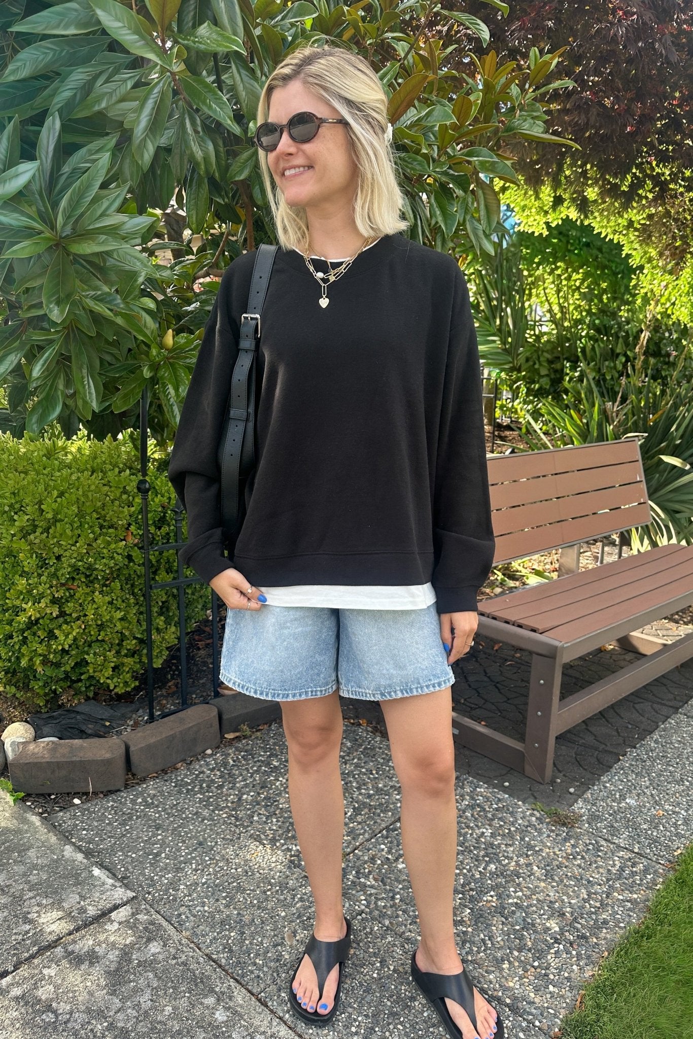 Sophie Crew Twofer Pullover in Black - Neutral Ground