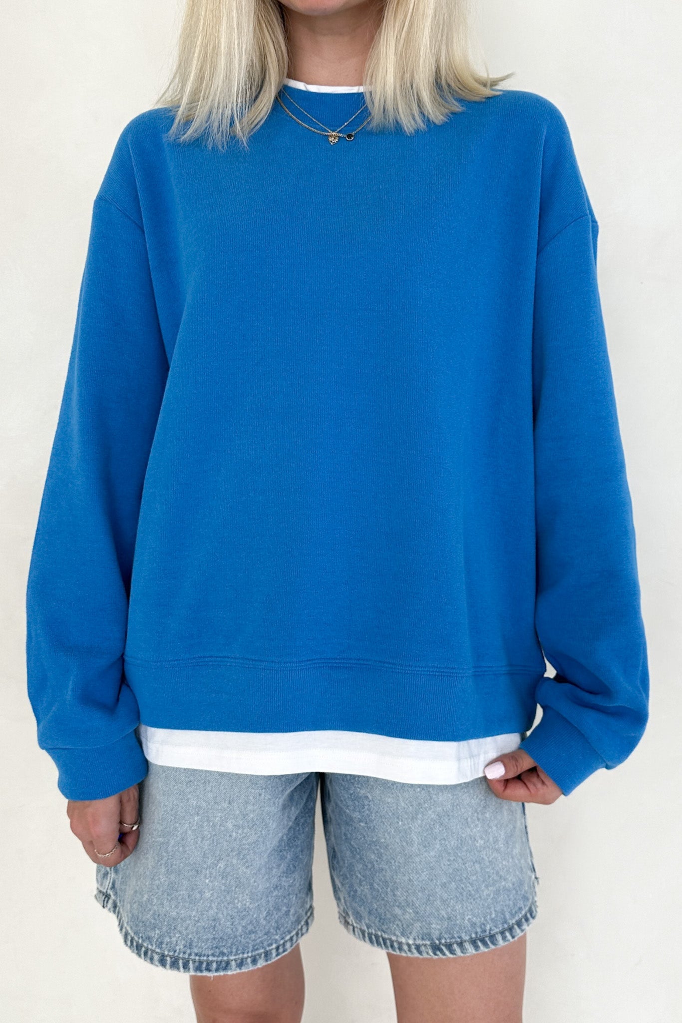 Sophie Crew Twofer Pullover in Blue - Neutral Ground