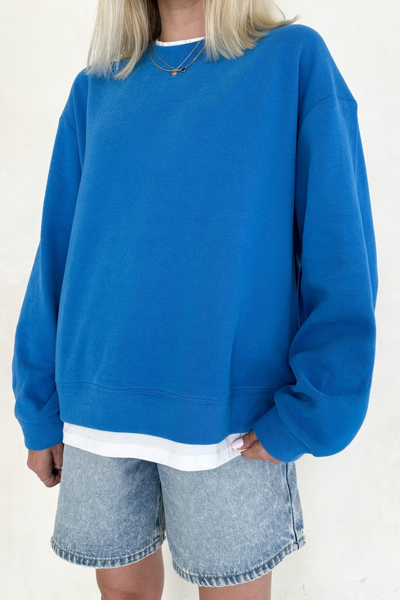 Sophie Crew Twofer Pullover in Blue - Neutral Ground