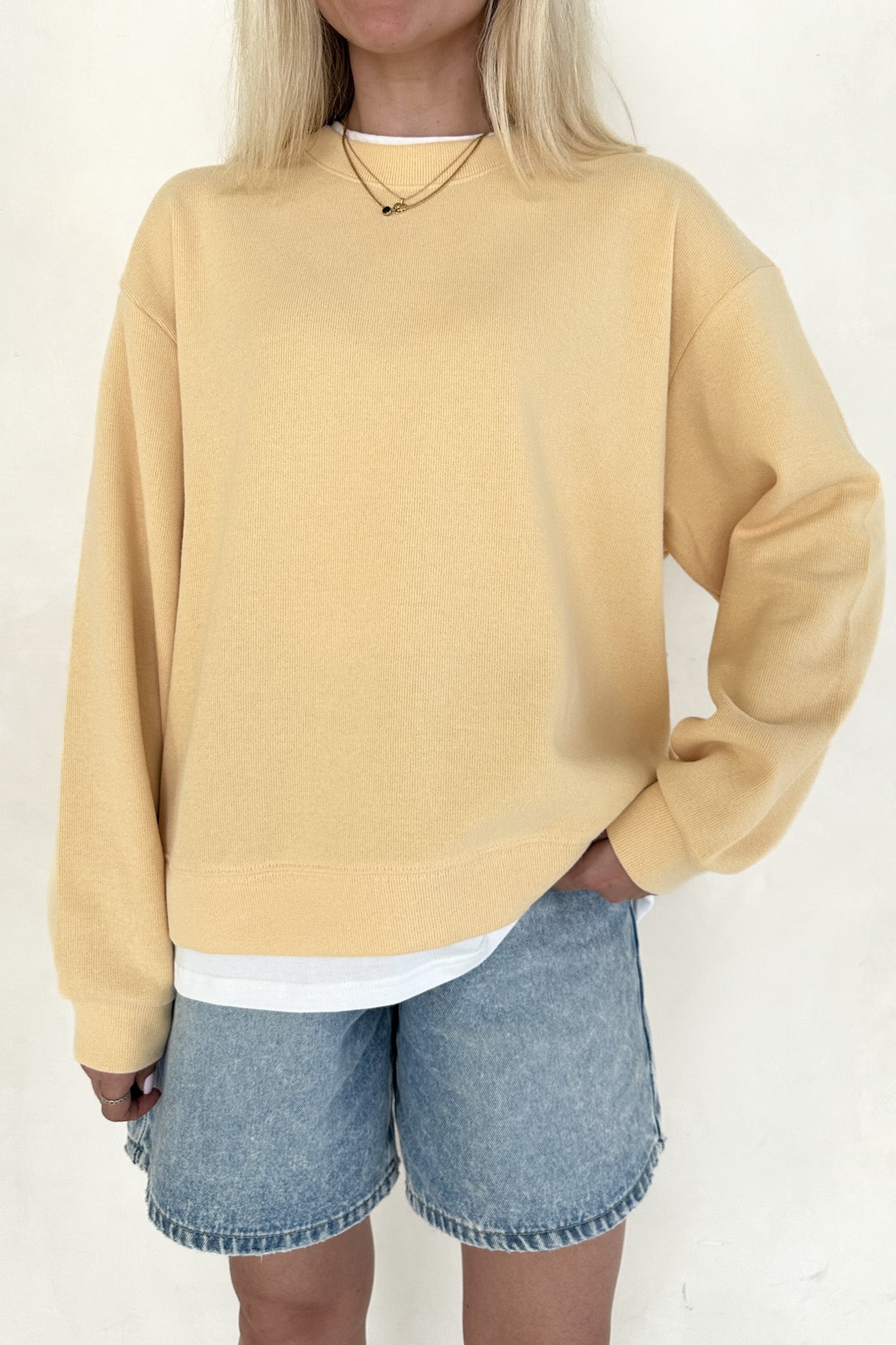 Sophie Crew Twofer Pullover in Butter - Neutral Ground