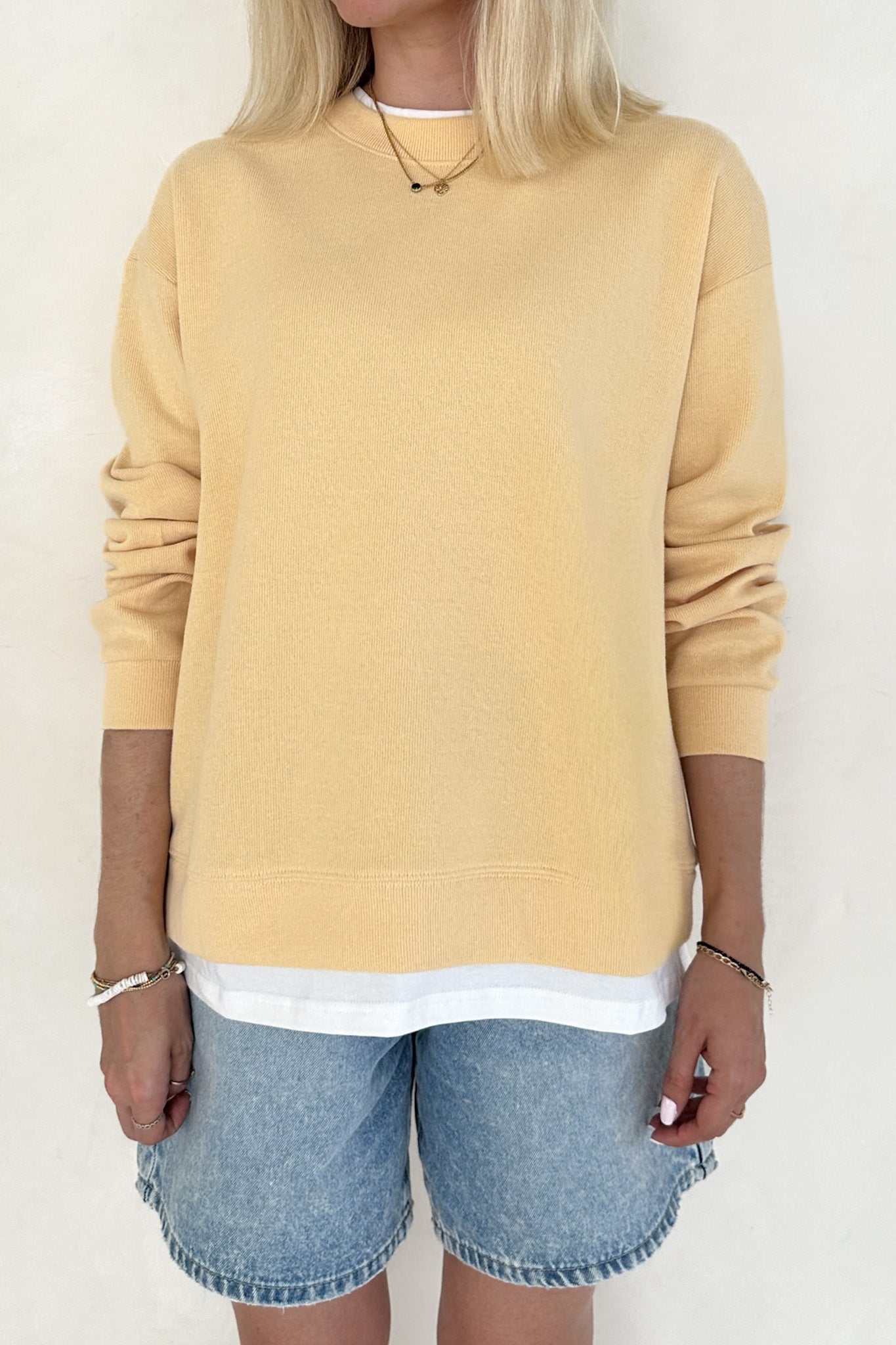 Sophie Crew Twofer Pullover in Butter - Neutral Ground