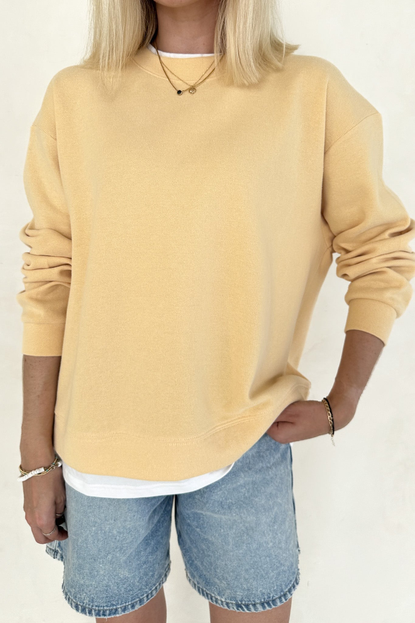 Sophie Crew Twofer Pullover in Butter - Neutral Ground