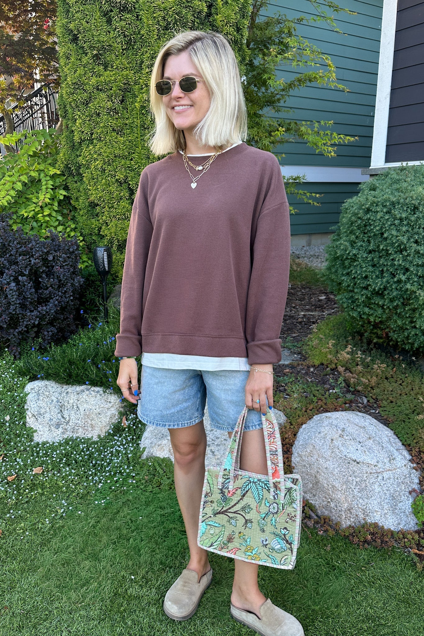 Sophie Crew Twofer Pullover in Chocolate - Neutral Ground