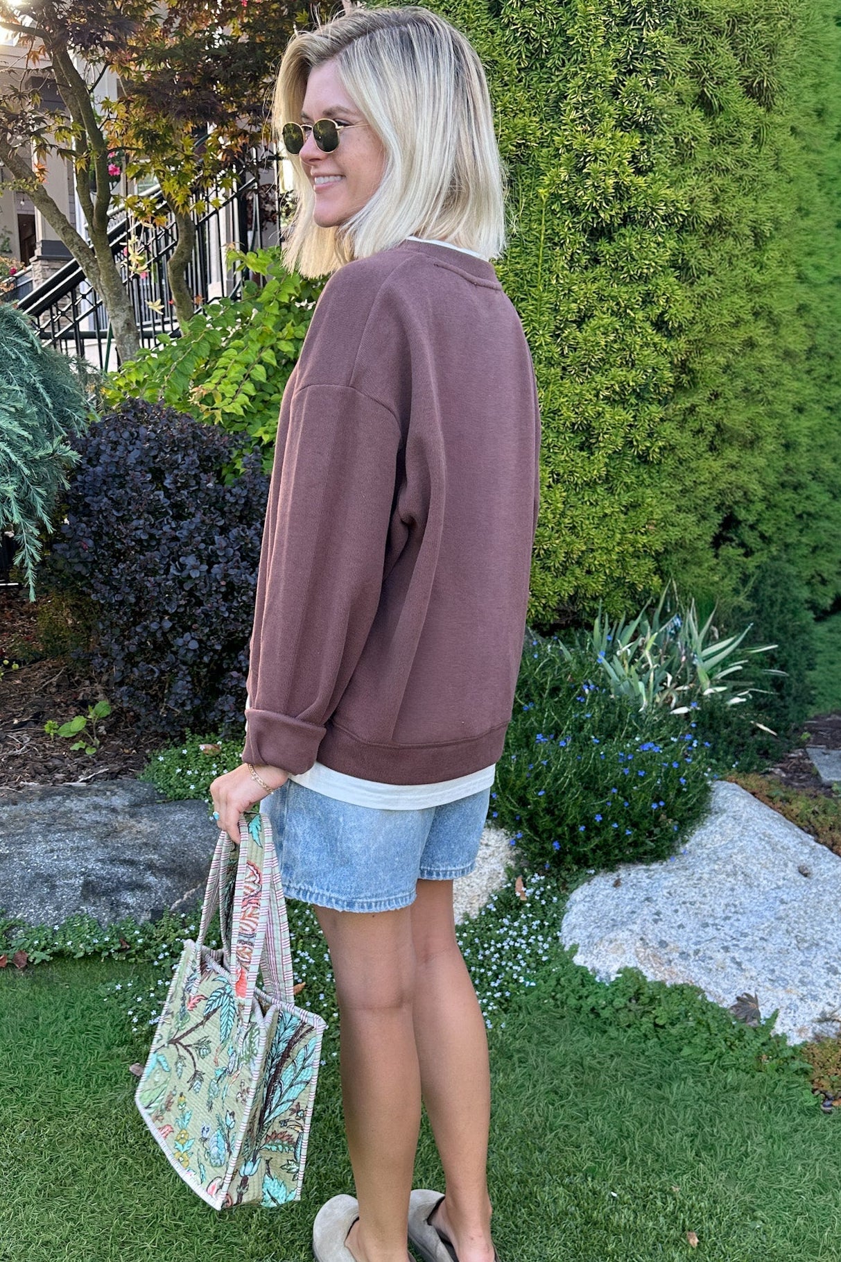 Sophie Crew Twofer Pullover in Chocolate - Neutral Ground