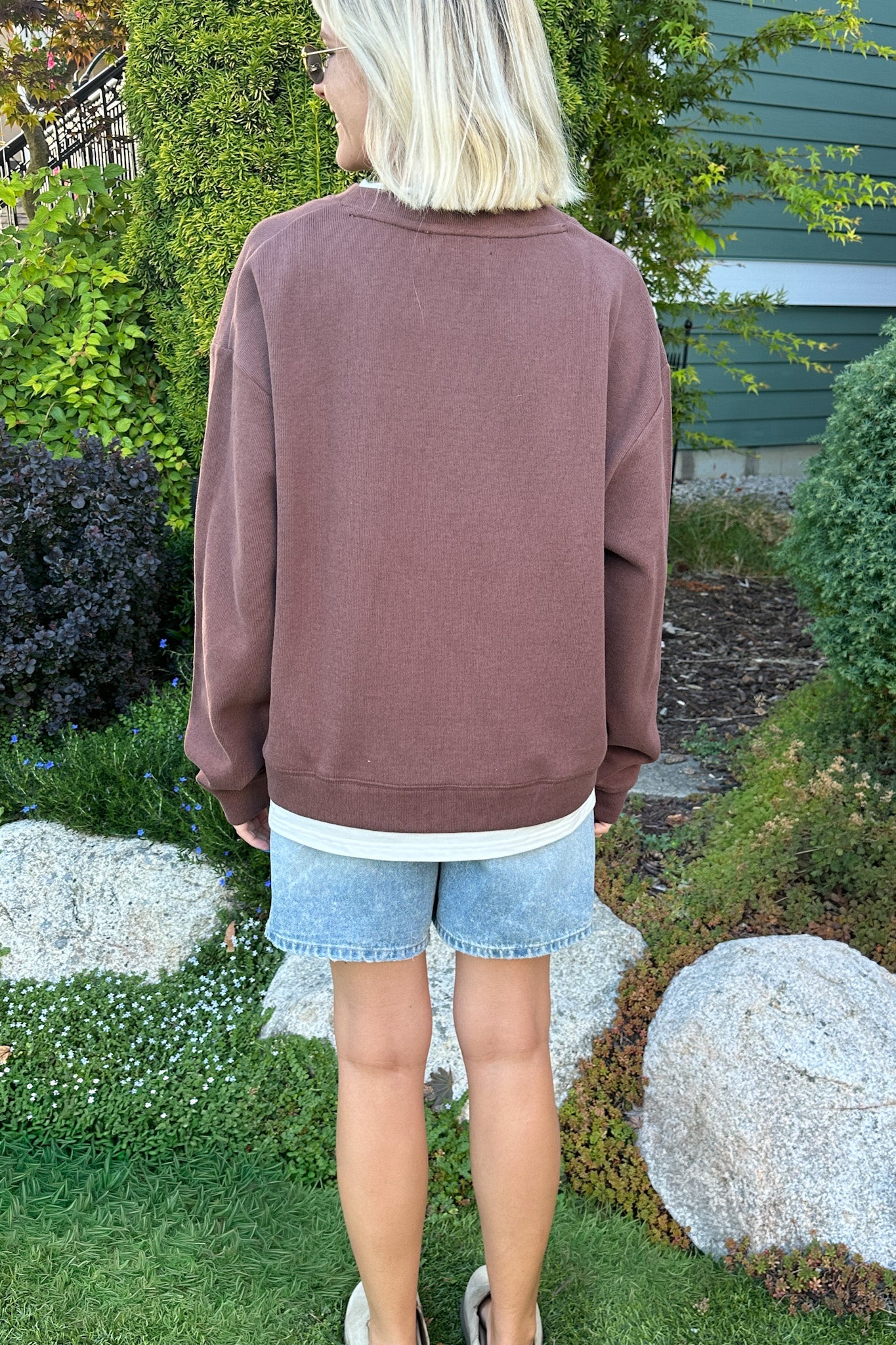 Sophie Crew Twofer Pullover in Chocolate - Neutral Ground