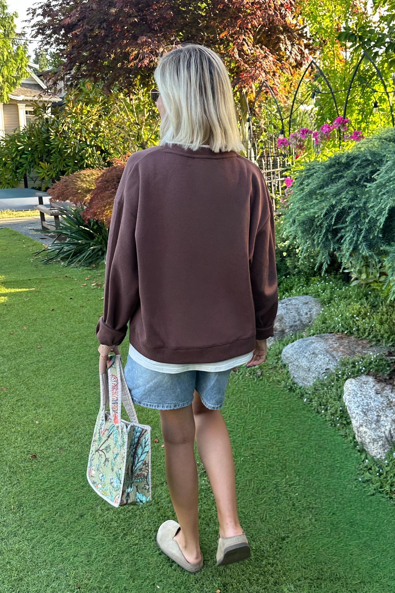 Sophie Crew Twofer Pullover in Chocolate - Neutral Ground