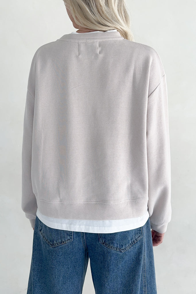 Sophie Crew Twofer Pullover in Clay - Neutral Ground