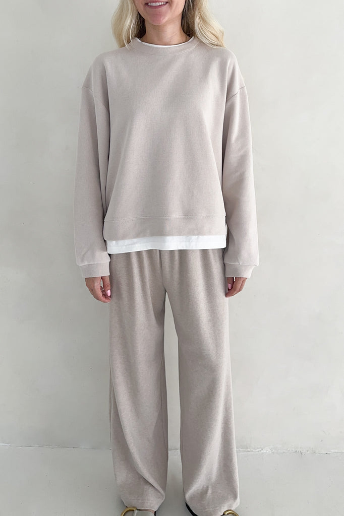 Sophie Crew Twofer Pullover in Clay - Neutral Ground