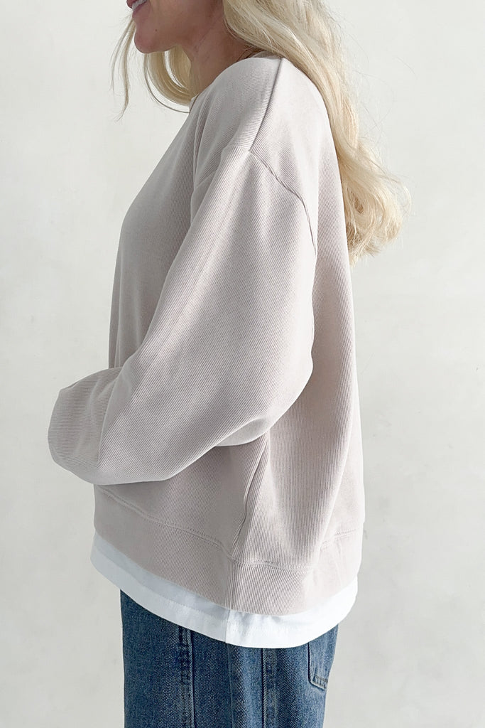 Sophie Crew Twofer Pullover in Clay - Neutral Ground