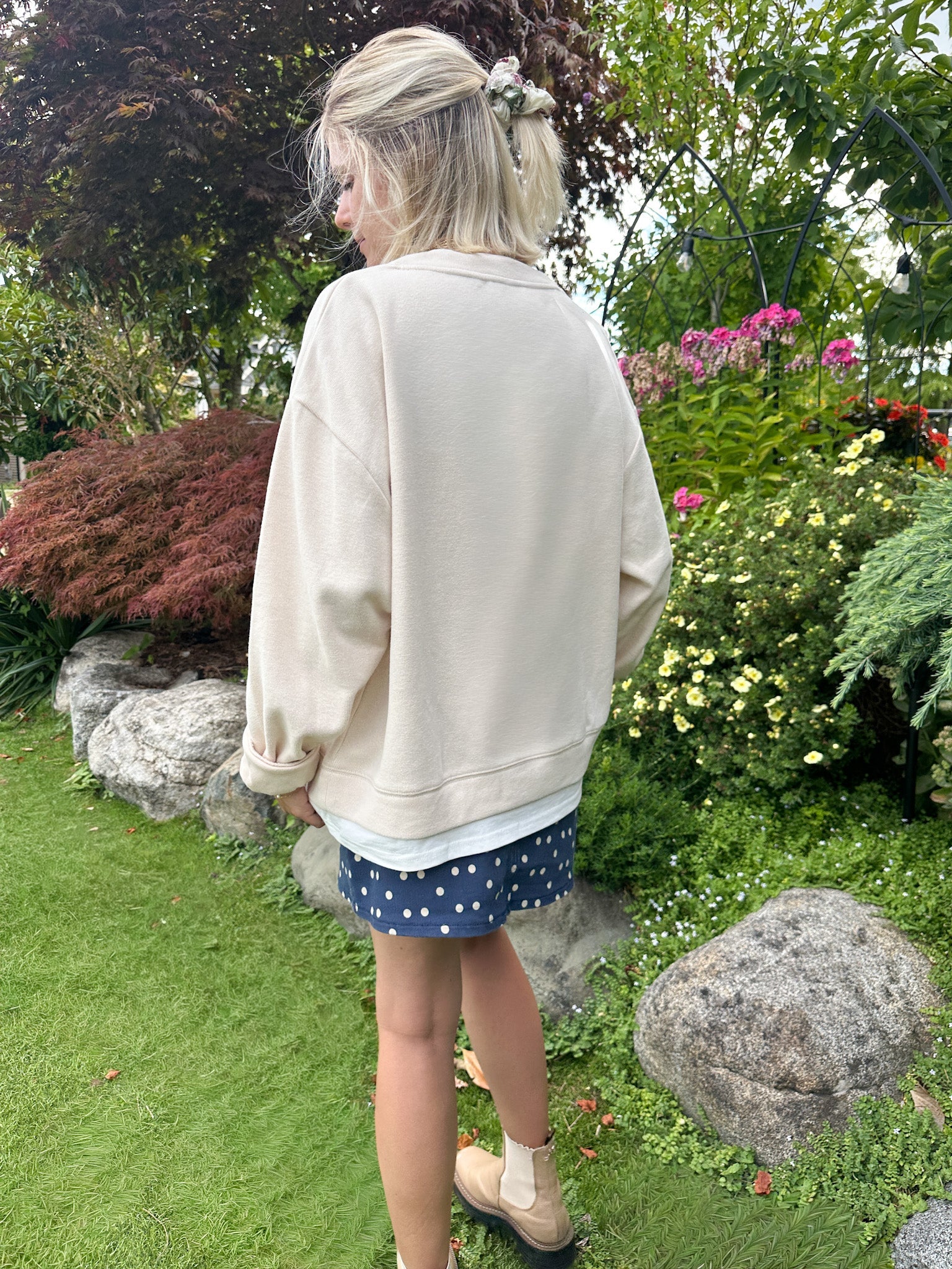 Sophie Crew Twofer Pullover in Cream - Neutral Ground