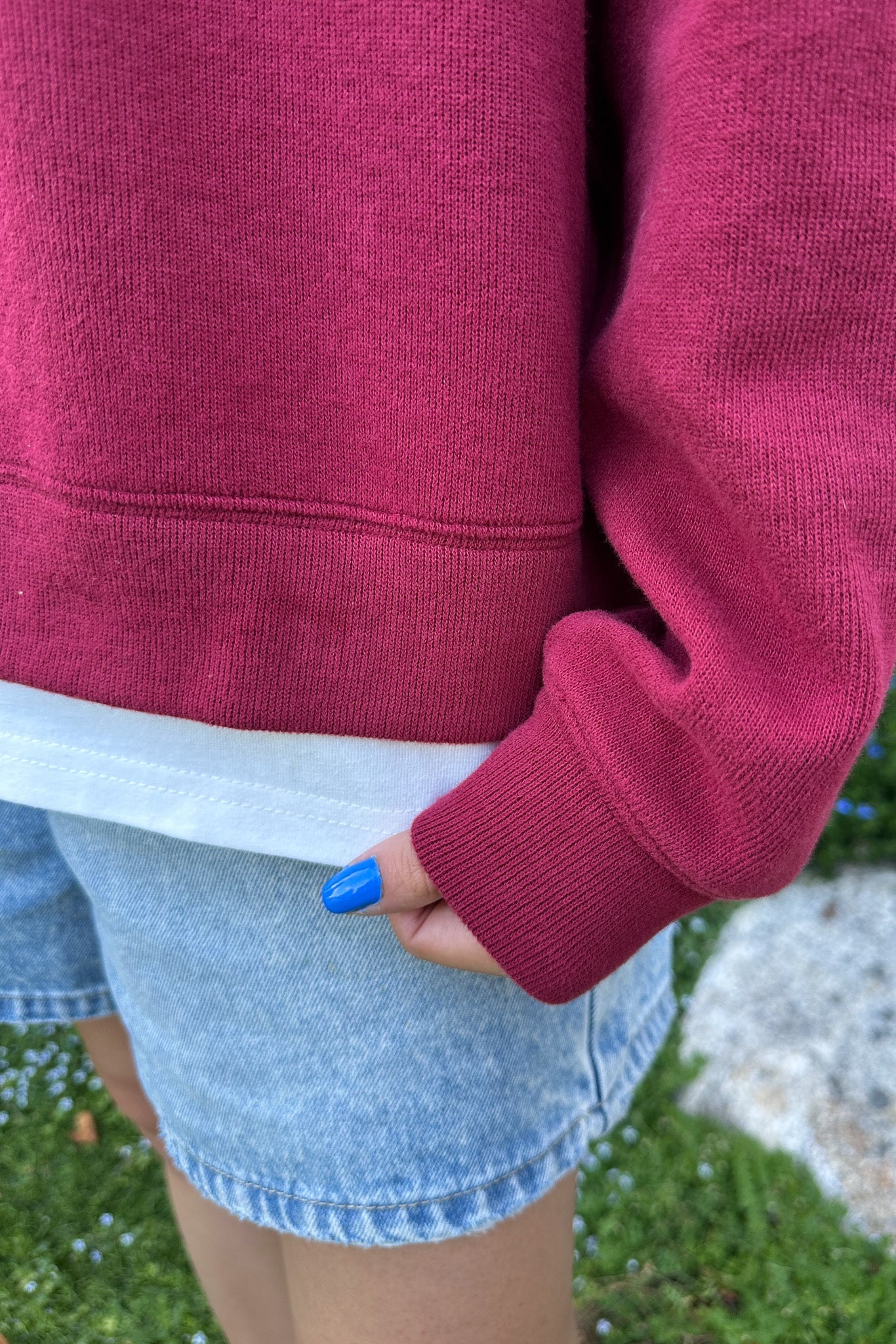 Sophie Crew Twofer Pullover in Maroon - Neutral Ground